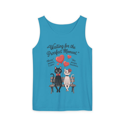 Cute Cat Lovers Tank, Womens Heavy Cotton Tank Top for Pet Owners, Funny Cat Tee, Gift for Cat Lovers, Casual T-Shirt, Animal Art Tee