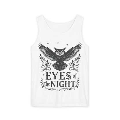 Eyes of the Night Owl Tank Top, Mens Summer Wear, Boho Aesthetic, Festival Outfit, Nature Lover Gift, Halloween Apparel