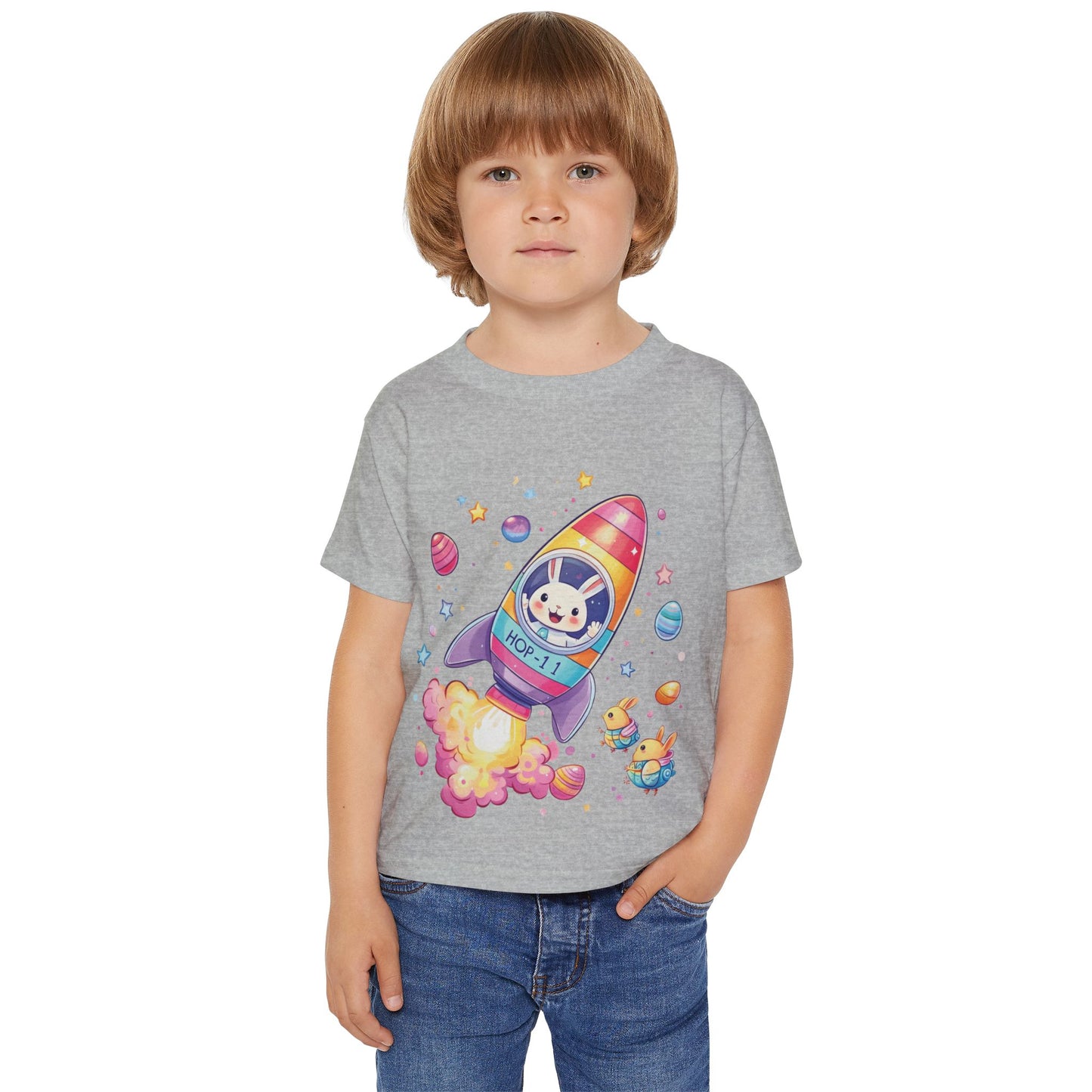 Easter Astronaut Bunny Toddler T-Shirt - Cute Rocket Bunny Space Tee for Kids, Fun Outer Space Easter Gift, Cotton Spring Shirt, Bunny Tee