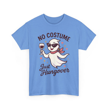 No Costume Just Hungover Women's T-Shirt, Funny Ghost Wine Halloween Party Graphic Tee