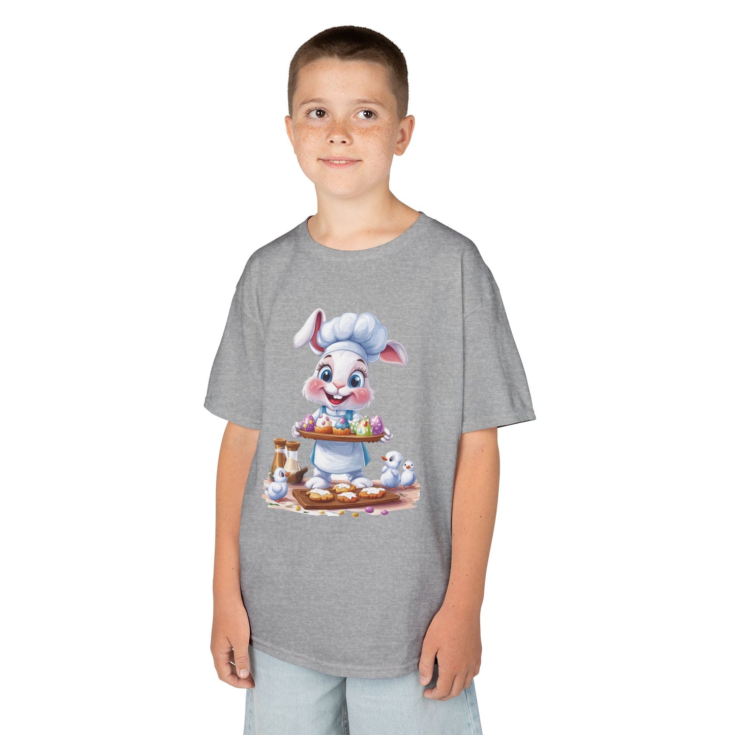 Easter Bunny Chef Kids T-Shirt, Cute Spring Baking Tee with Eggs, Toddler Easter Outfit, Bunny Holding Egg Tray Tee, Cute Animal Design