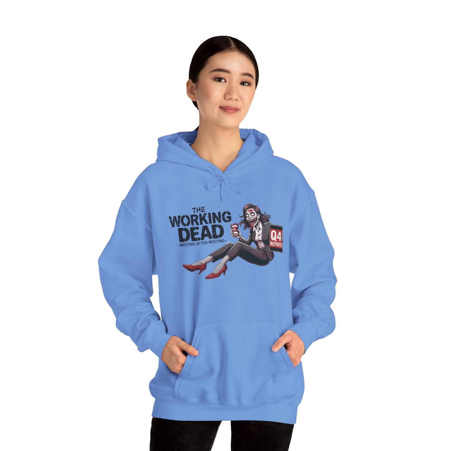 The Working Dead Women's Zombie Hoodie, Funny Office Meeting Sweatshirt, Halloween Zombie Top, Halloween Work Top