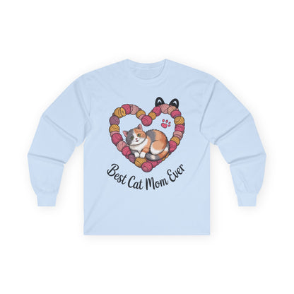 Best Cat Mom Ever Long Sleeve Tee, Cat Lover Gift, Pet Parent Apparel, Birthday Gift for Cat Moms, Cozy Cat Mom Shirt