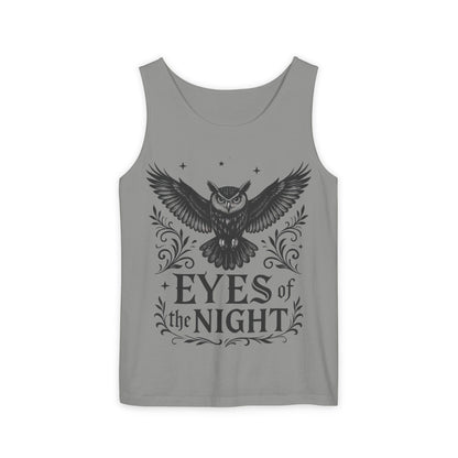 Eyes of the Night Owl Tank Top, Mens Summer Wear, Boho Aesthetic, Festival Outfit, Nature Lover Gift, Halloween Apparel