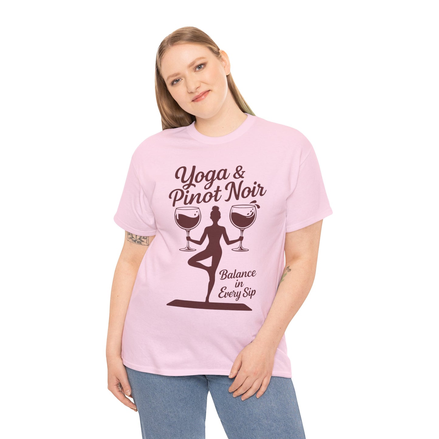 Yoga and Wine Shirt Women, Funny Pinot Noir Tee, Balance in Every Sip Tee, Yoga Lover Gift