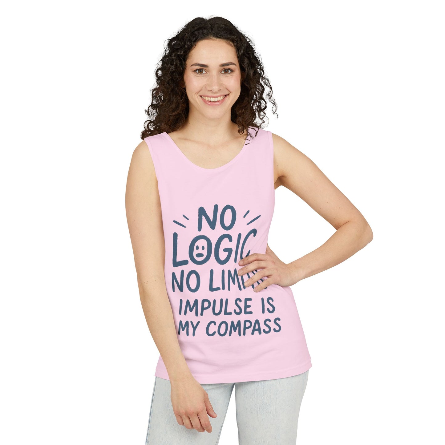 Funny No Logic Womens Tank Top, No Limits Impulse Quote, Carefree Graphic Tee, Gym Apparel for Women, Fitness Gift, Casual Summer Top