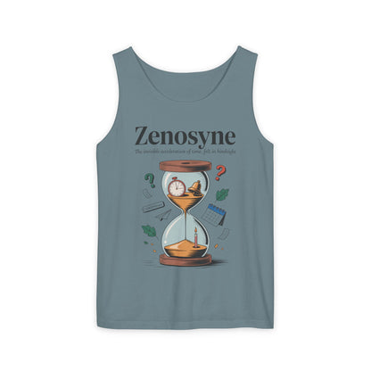 Zenosyne Tank Top, Unisex Garment-Dyed Tee, Time Awareness Gift, Casual Summer Wear, Philosophy Shirt, Unique Everyday Apparel
