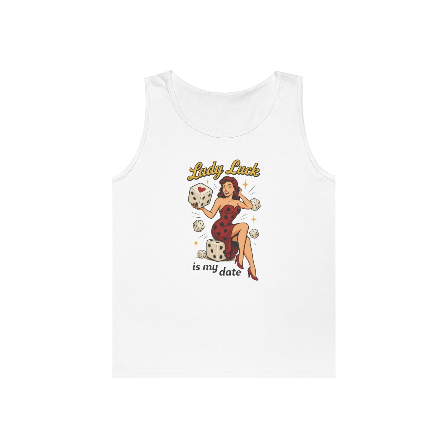 Lucky Me Tank Top, Retro Lady Luck Tee for Men, Gambling & Dice Themed Tee, Vintage Pin-Up Vegas Gift, Good Luck Gifts, for Luck Enthusiasts
