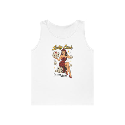 Lucky Me Tank Top, Retro Lady Luck Tee for Men, Gambling & Dice Themed Tee, Vintage Pin-Up Vegas Gift, Good Luck Gifts, for Luck Enthusiasts