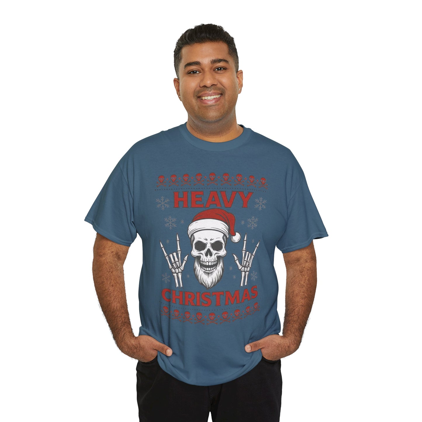 Heavy Christmas Sweatshirt, Metal Santa Skull Holiday Pullover for Men