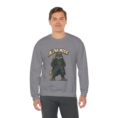 Alpha Mode Wolf Crewneck Sweatshirt, Mens Streetwear Pullover, Hip Hop Savage Wolf Sweater, Alpha Male Graphic Crewneck, Urban Wolf Gift