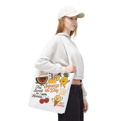 Juicy Summer Tote Bag, Fun Beach Carryall, Perfect for Grocery Shopping, Reusable Market Tote, Cute Gift for Fruit Lovers, Large Tote Bag