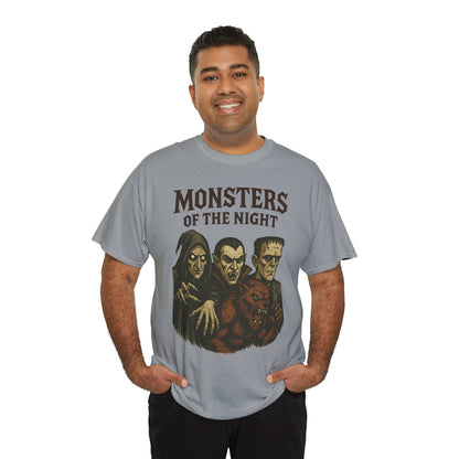 Monsters of the Night Men's T-Shirt, Classic Horror Movie Monsters Graphic Tee, Halloween Shirt