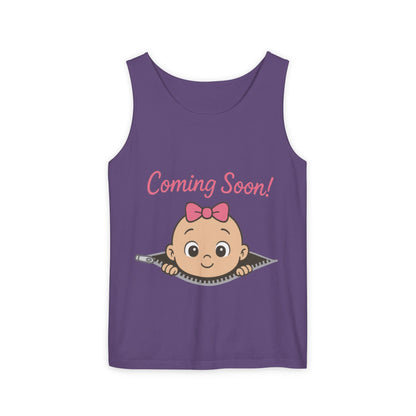 Coming Soon Maternity Tank Top, Cute Baby Girl Pregnancy Announcement Shirt, Expecting Mom Gift, Gender Reveal Tee, Baby Shower Gift