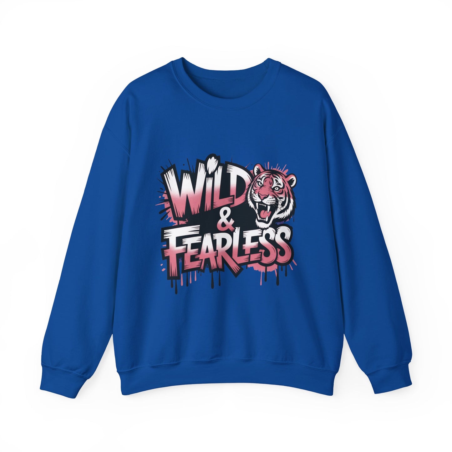 Women's Sweatshirt Wild & Fearless, Tiger Graffiti Graphic Pullover, Bold Urban Streetwear Top