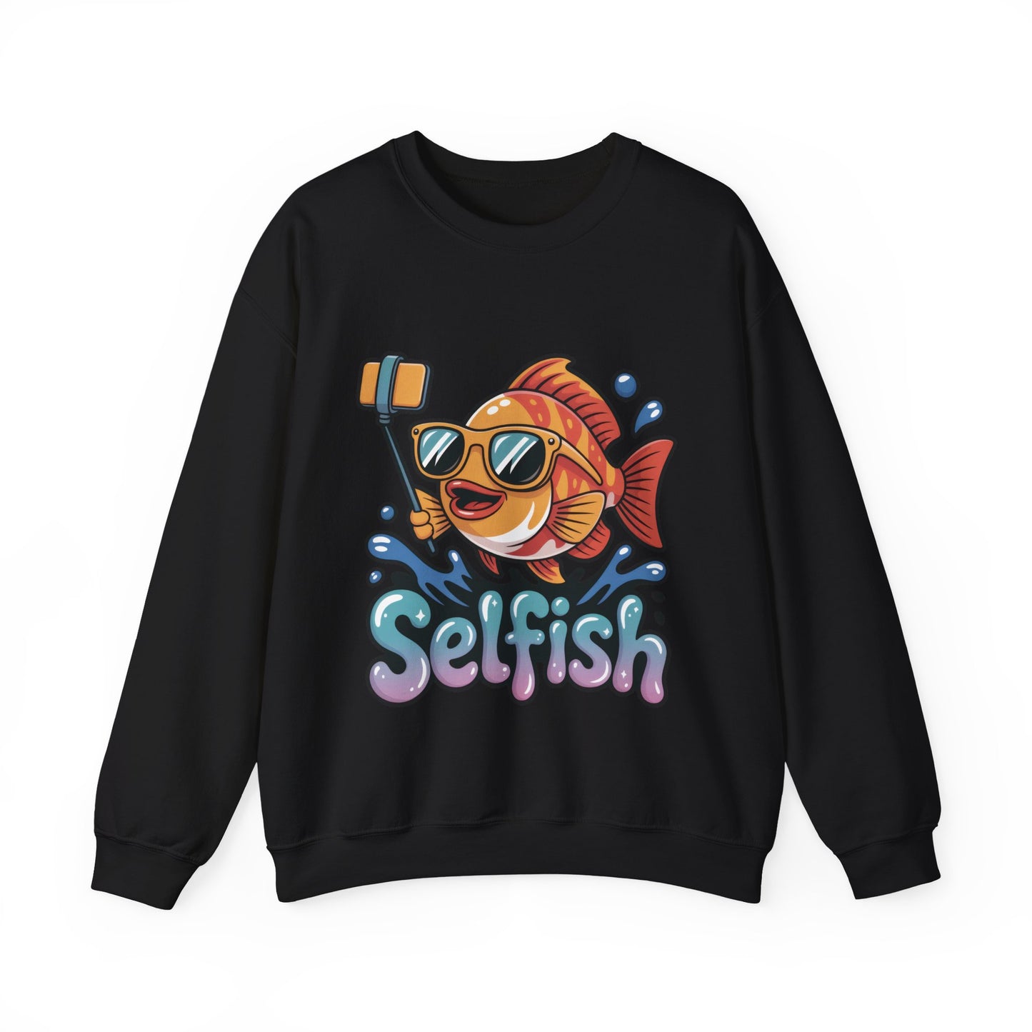 Selfish Womens Sweatshirt, Funny Selfie Pullover, Cute Ocean Pun Sweater, Playful Sea Life Gift, Fun Gift for Fish Lovers, Fishing Apparel