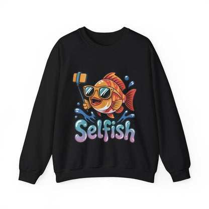 Selfish Womens Sweatshirt, Funny Selfie Pullover, Cute Ocean Pun Sweater, Playful Sea Life Gift, Fun Gift for Fish Lovers, Fishing Apparel
