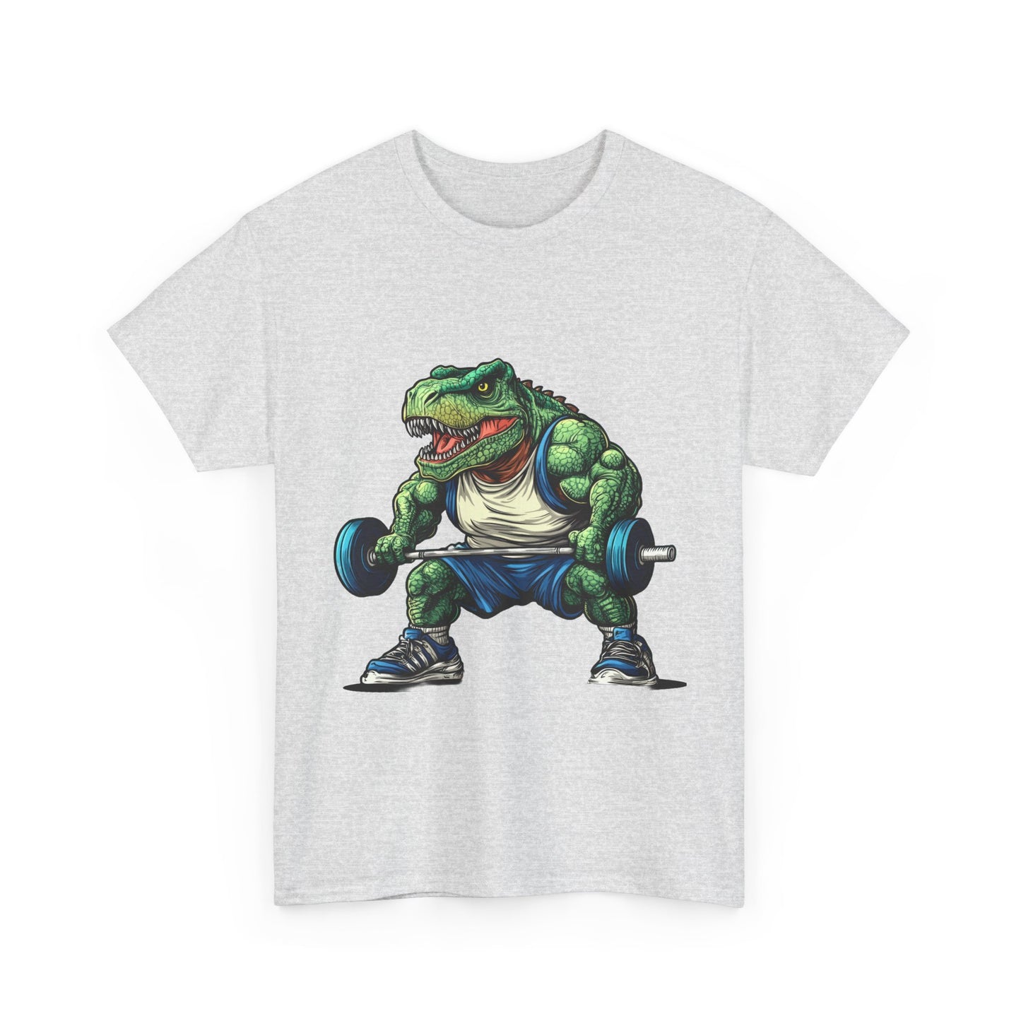 Dino Gym Tee, Muscle T-Rex Gym T-Shirt, Funny Men's Heavy Cotton T-Shirt,Fitness Gift for Gym Lovers, Cute Dinosaur Tee