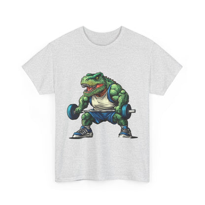 Dino Gym Tee, Muscle T-Rex Gym T-Shirt, Funny Men's Heavy Cotton T-Shirt,Fitness Gift for Gym Lovers, Cute Dinosaur Tee
