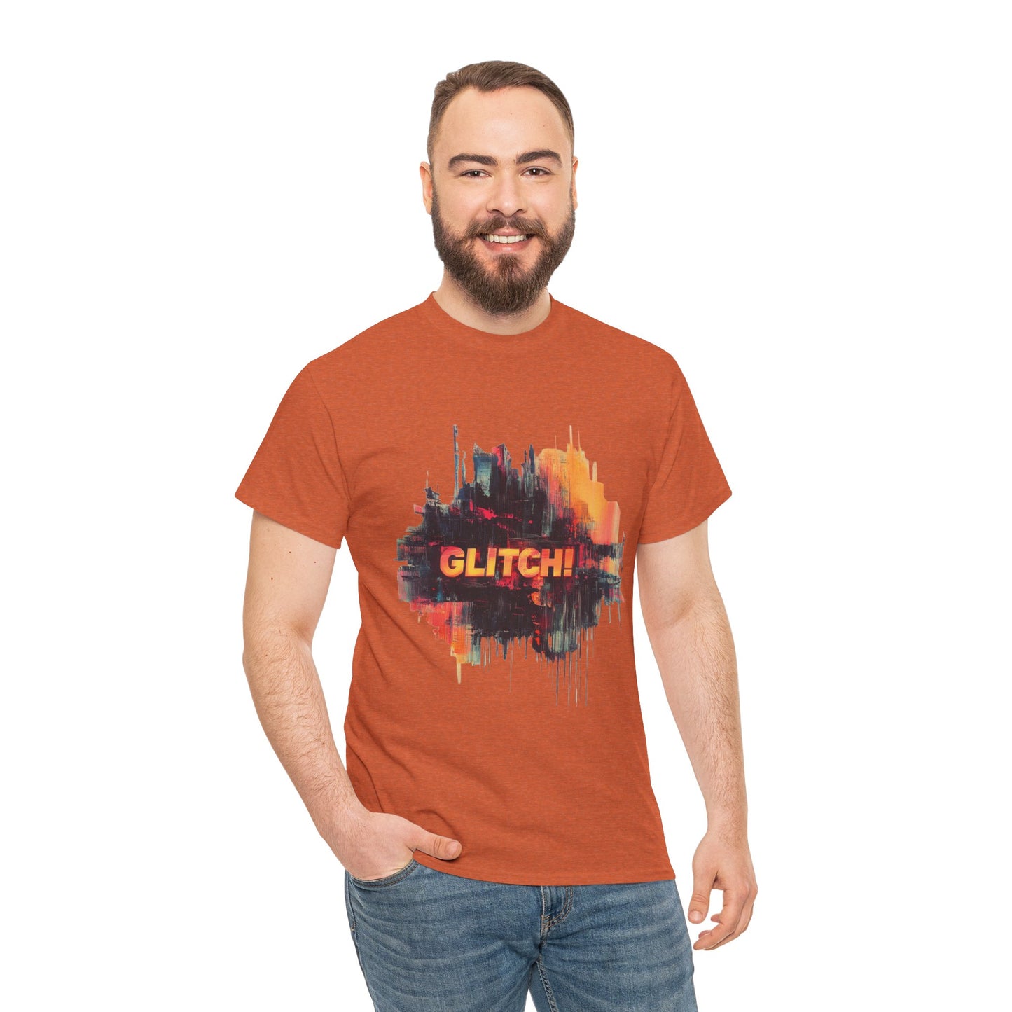 Glitch Art Unisex Heavy Cotton Tee, Trendy Graphic Top, Gift for Tech Lovers, Abstract Street Style Graphic Tee,Techcore Aesthetic Shirt