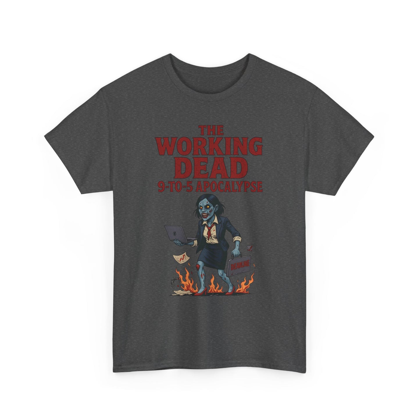 The Working Dead 9-to-5 Apocalypse Women's T-Shirt, Horror Office Zombie Top, Halloween Office Humor