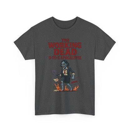 The Working Dead 9-to-5 Apocalypse Women's T-Shirt, Horror Office Zombie Top, Halloween Office Humor