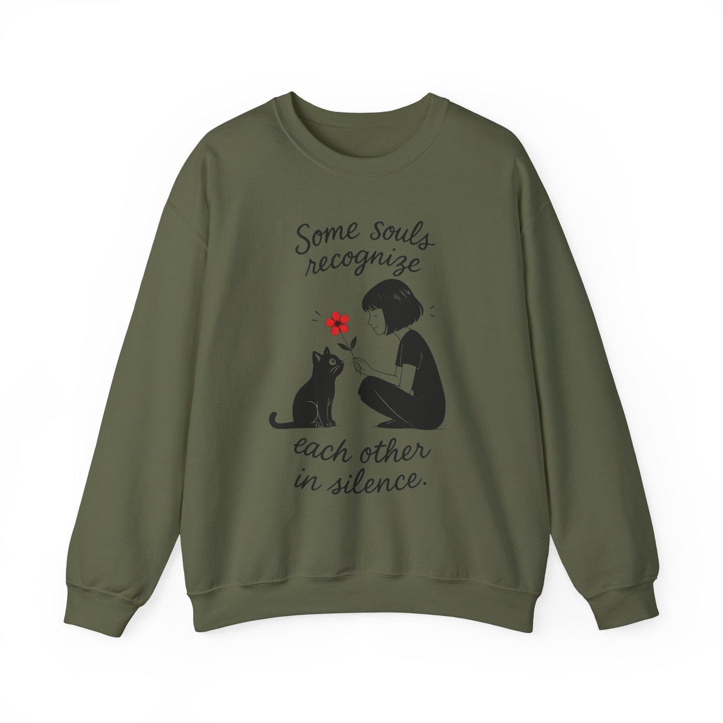 Soulful Cat and Human Crewneck Sweatshirt, Cozy Gift for Cat Lovers, Womens Sweatshirt, Animal Lover Apparel, Thoughtful Gift Idea