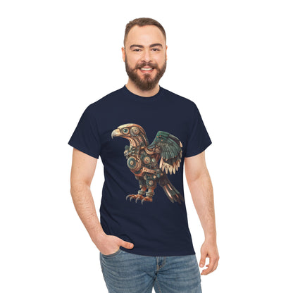 Steampunk Eagle Mens Tee, Cotton Tee with Mechanical Bird Design, Vintage Graphic Shirt, Gift for Bird Lovers, Unique Art Apparel