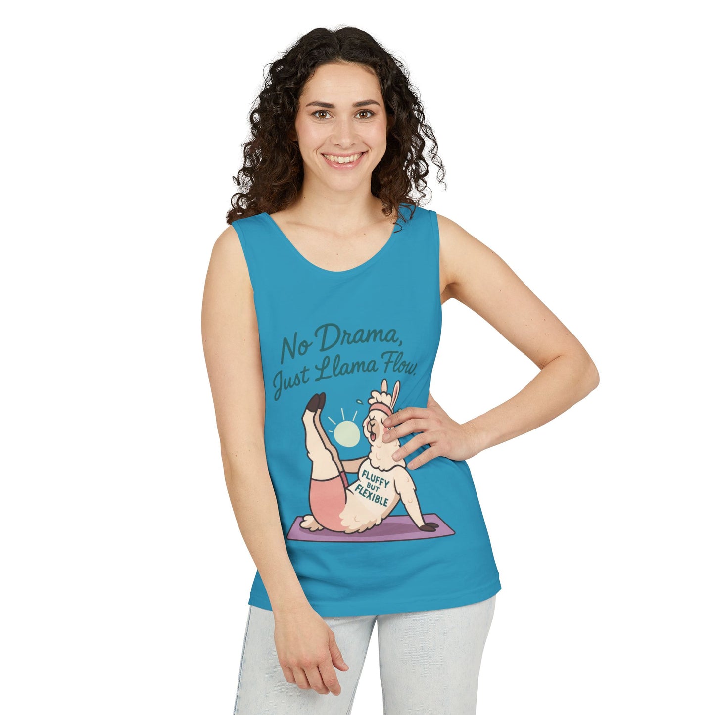 Llama Yoga Tank Top, Funny Yoga Llama Tank for Women, Gift for Yogis, Fun Yoga T-Shirt for Animal Lovers, Funny Workout Top, Summer Wear
