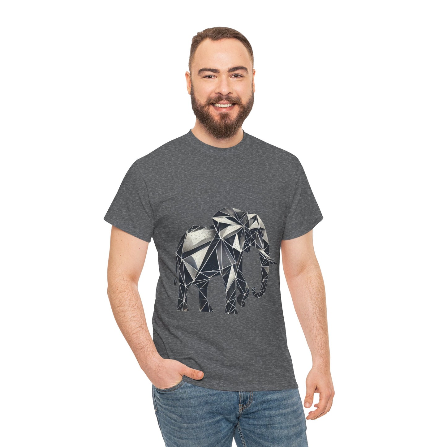 Geometric Elephant Tee - Minimalist Art Shirt, Nature Lover Gift, Animal Print T-Shirt, Unisex Cotton Tee, Eco-Friendly Wear