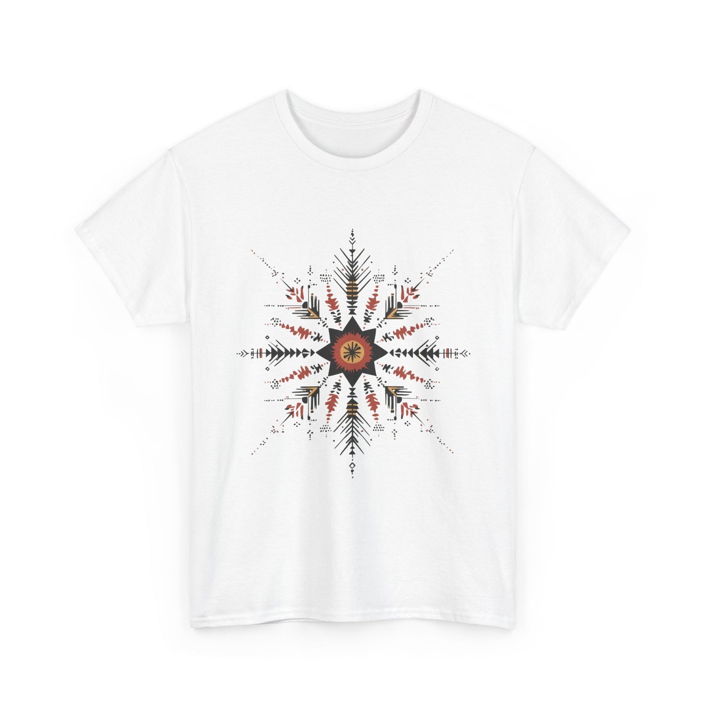 Boho Tribal Mandala Star Women's Cotton Tee, Ethnic Geometric Graphic T-Shirt, Festival Bohemian Style Gift, Bohemian Graphic Tee