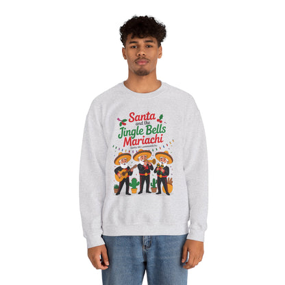 Santa and the Jingle Bells Mariachi Sweatshirt, Funny Mexican Christmas Jumper, Latin Holiday Fiesta Pullover
