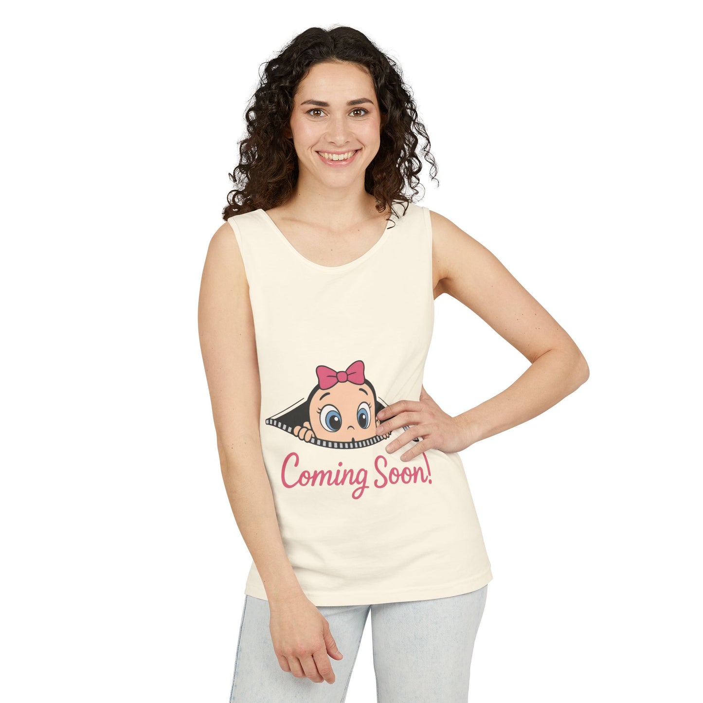 Coming Soon Maternity  Tank Top, Cute Baby Girl Pregnancy Announcement Shirt, Expecting Mom Gift, Gender Reveal Tank, Baby Shower Gift