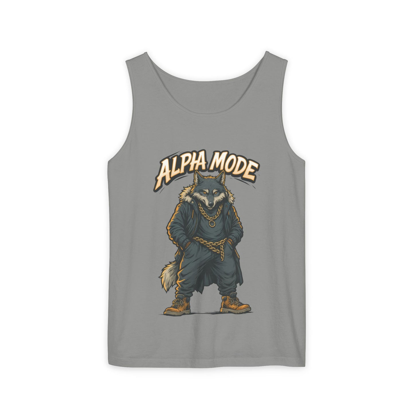Alpha Mode Wolf Tank Top, Mens Hip Hop Gym Tank, Cool Streetwear Muscle Tank, Savage Wolf Graphic Top, Alpha Male Workout Shirt, Beachwear