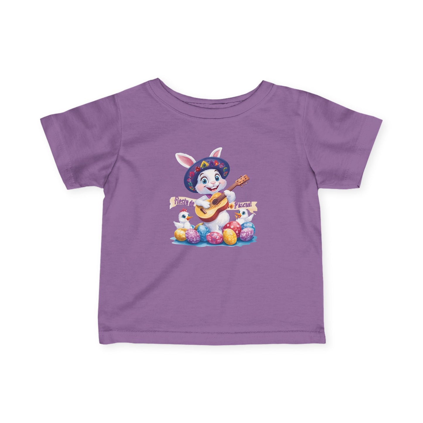 Fiesta de Pascua Baby T-Shirt - Cute Mexican Easter Bunny Tee with Guitar, Fun Spring Outfit for Infants 6 - 24 Months, Holiday Gift Idea