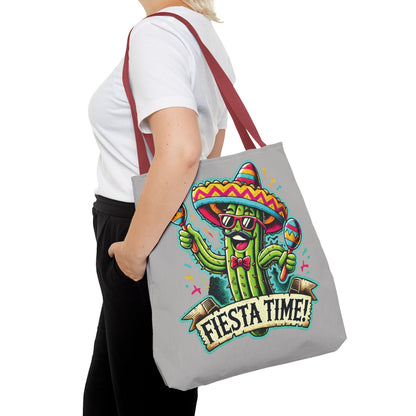 Fiesta Time Cactus Tote Bag, Funny Mexican Party Gift, Sombrero Maracas Print, Cinco de Mayo Bag, Summer Festival Tote, Beach Bag, Shopping