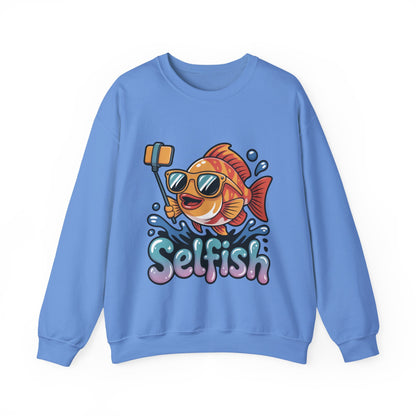 Selfish Womens Sweatshirt, Funny Selfie Pullover, Cute Ocean Pun Sweater, Playful Sea Life Gift, Fun Gift for Fish Lovers, Fishing Apparel