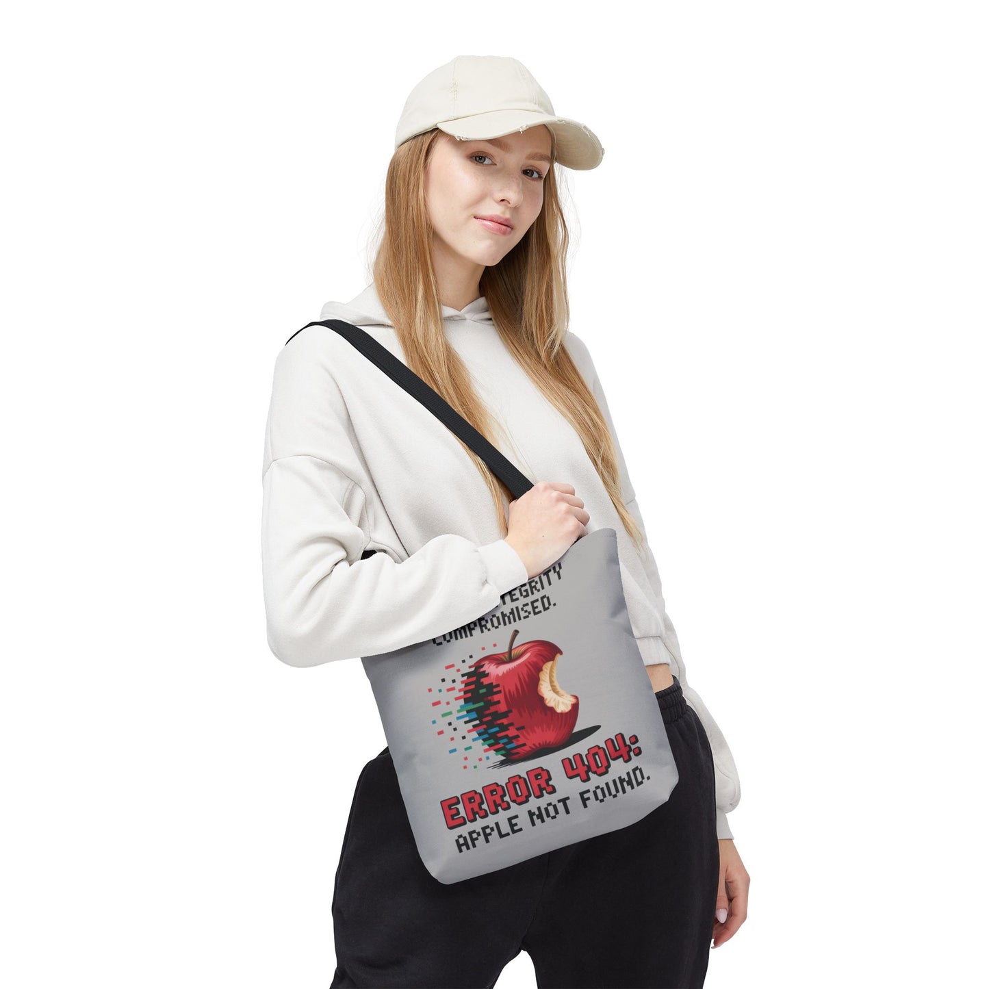 Error 404 Apple Tote Bag, Geek Tote, Funny Shopping Bag, Gift for Tech Lovers, Apple Lovers Tote, Digital Design Bag, Large Tote Bag, Weekender Bag, Beach Bag