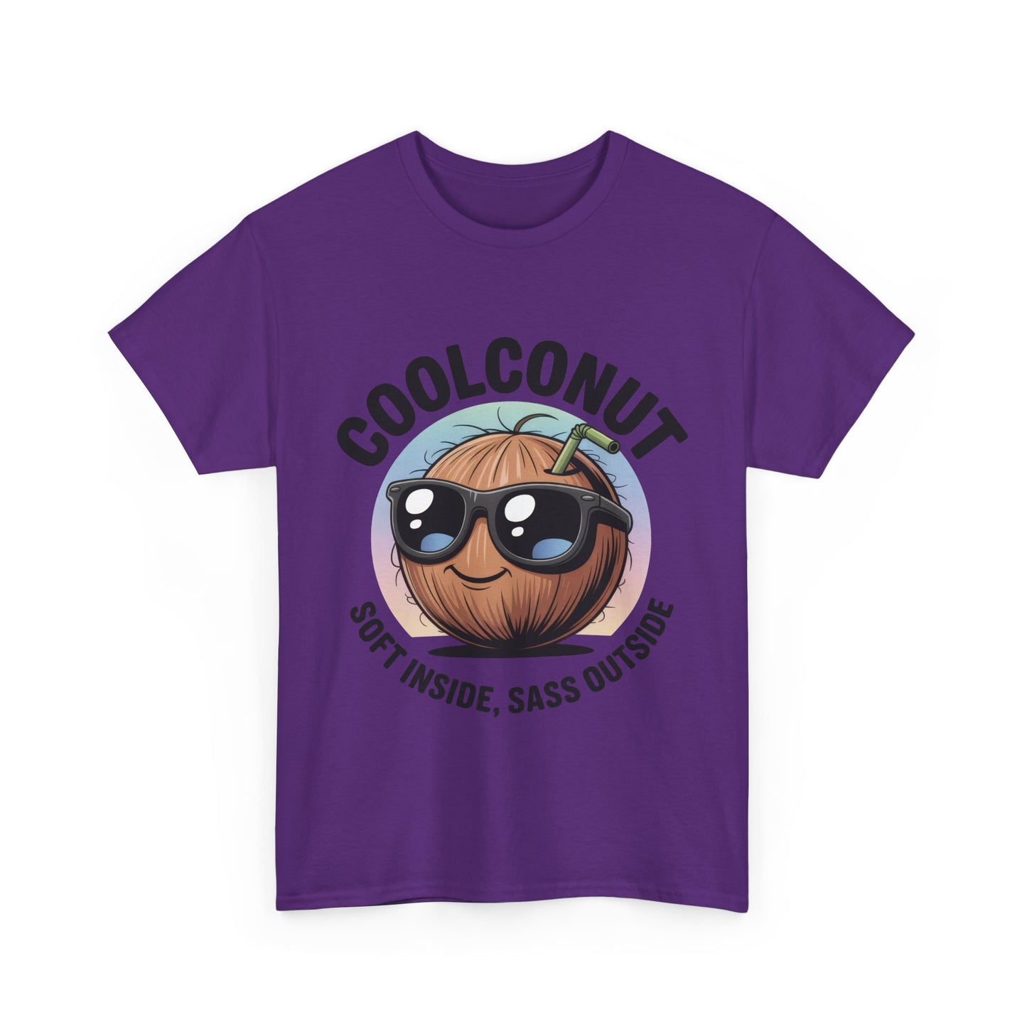 Coolconut Women's Heavy Cotton Tee, Fun Casual Shirt, Gift for Coconut Lovers, Summer Vibes Tee, Soft Inside Sass Outside Shirt