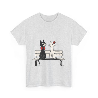 Cute Cat Lovers Tee, Womens Heavy Cotton Tee for Pet Owners, Funny Cat Shirt, Gift for Cat Lovers, Casual T-Shirt, Animal Art Tee