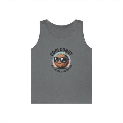 Coolconut Unisex Heavy Cotton Tank Top - Fun Summer Tee, Cute Beach Outfit, Vacation Wear, Gift for Him or Her, Trendy Summer Apparel