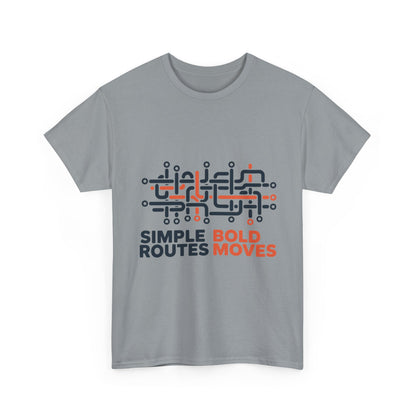 Simple Routes Bold Moves Mens T-Shirt, Minimal Urban Metro Map Graphic Tee
