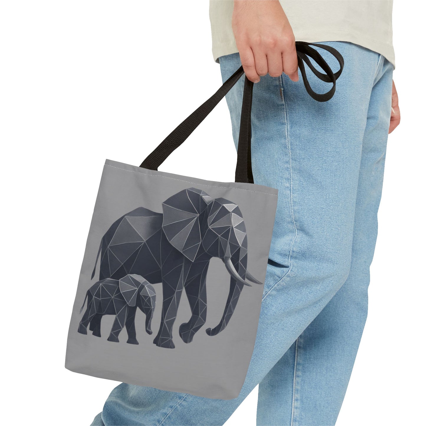 Elephant Geometric Tote Bag, Stylish Sustainable Bag, Boho Accessories, Animal Lover Gift, Canvas Shopping Bag, Beach Tote