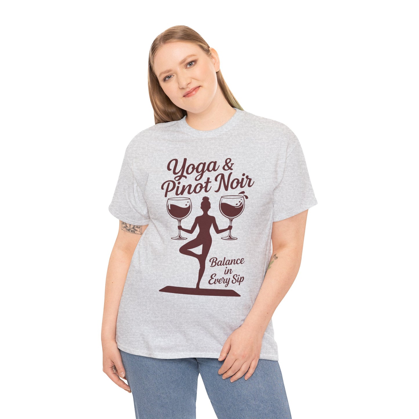 Yoga and Wine Shirt Women, Funny Pinot Noir Tee, Balance in Every Sip Tee, Yoga Lover Gift