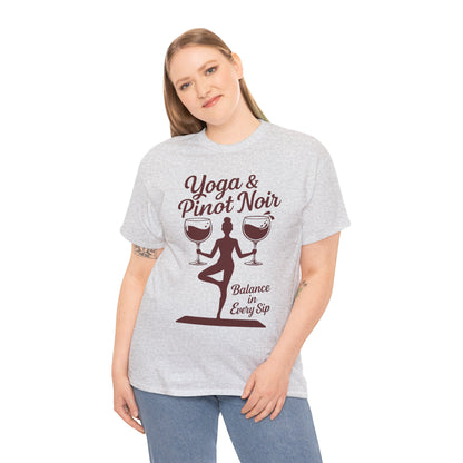 Yoga and Wine Shirt Women, Funny Pinot Noir Tee, Balance in Every Sip Tee, Yoga Lover Gift