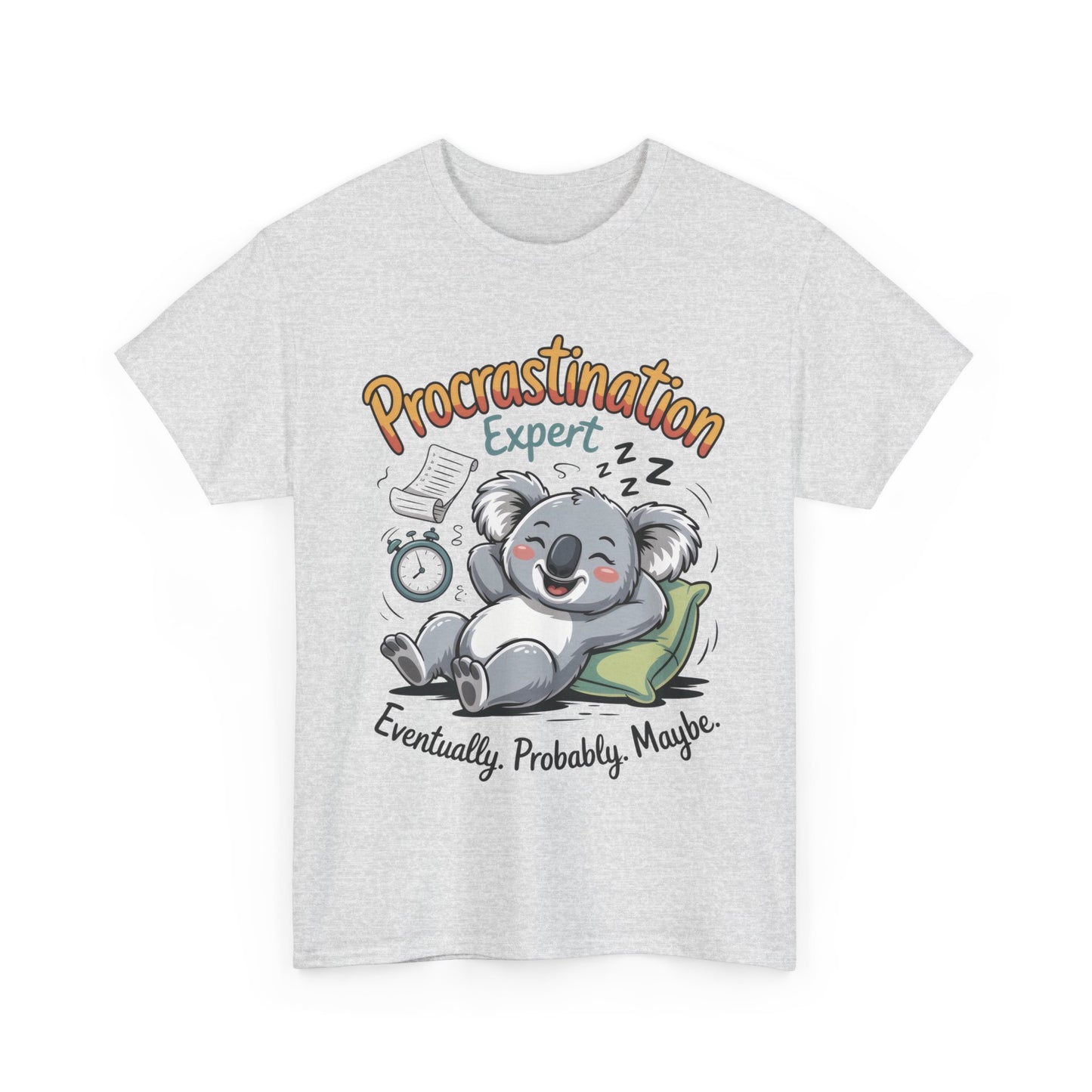Procrastination Expert Cotton Tee, Funny T-Shirt, Cute Koala Design, Gift for Students, Relaxed Fit Shirt, Gift for Animal Lovers