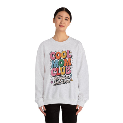 Cool Mom Club Sweatshirt, Gift for Moms, Mother's Day, No Rules Just Love, Retro Colorful Unisex Heavy Blend Crewneck