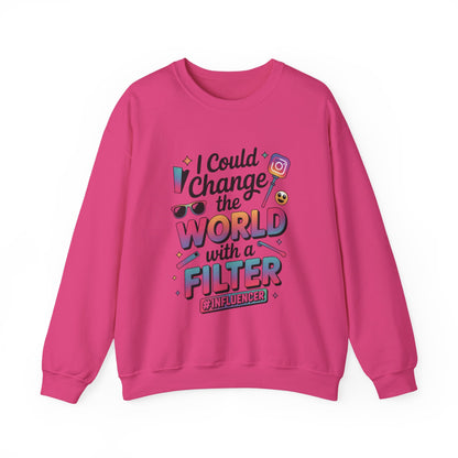Womens Heavy Blend™ Crewneck Sweatshirt, Womens Influencer Sweatshirt, Funny Social Media Pullover, Cute Trendy Graphic Top