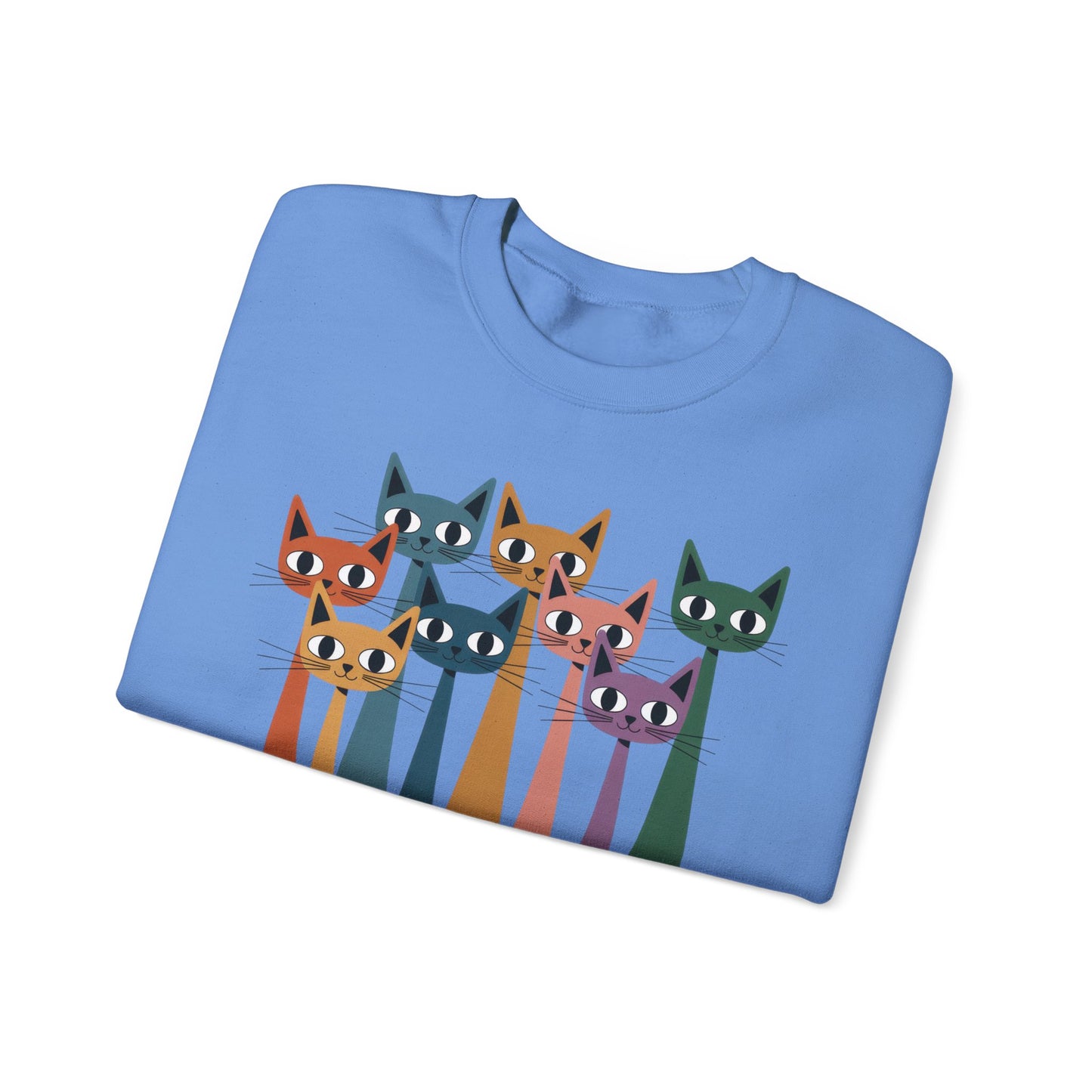 Colorful Cat Sweatshirt, Cozy Crewneck, Cat Lover Gift, Unisex Sweatshirt, Cute Animal Apparel, Fun Gift for Cat Owners