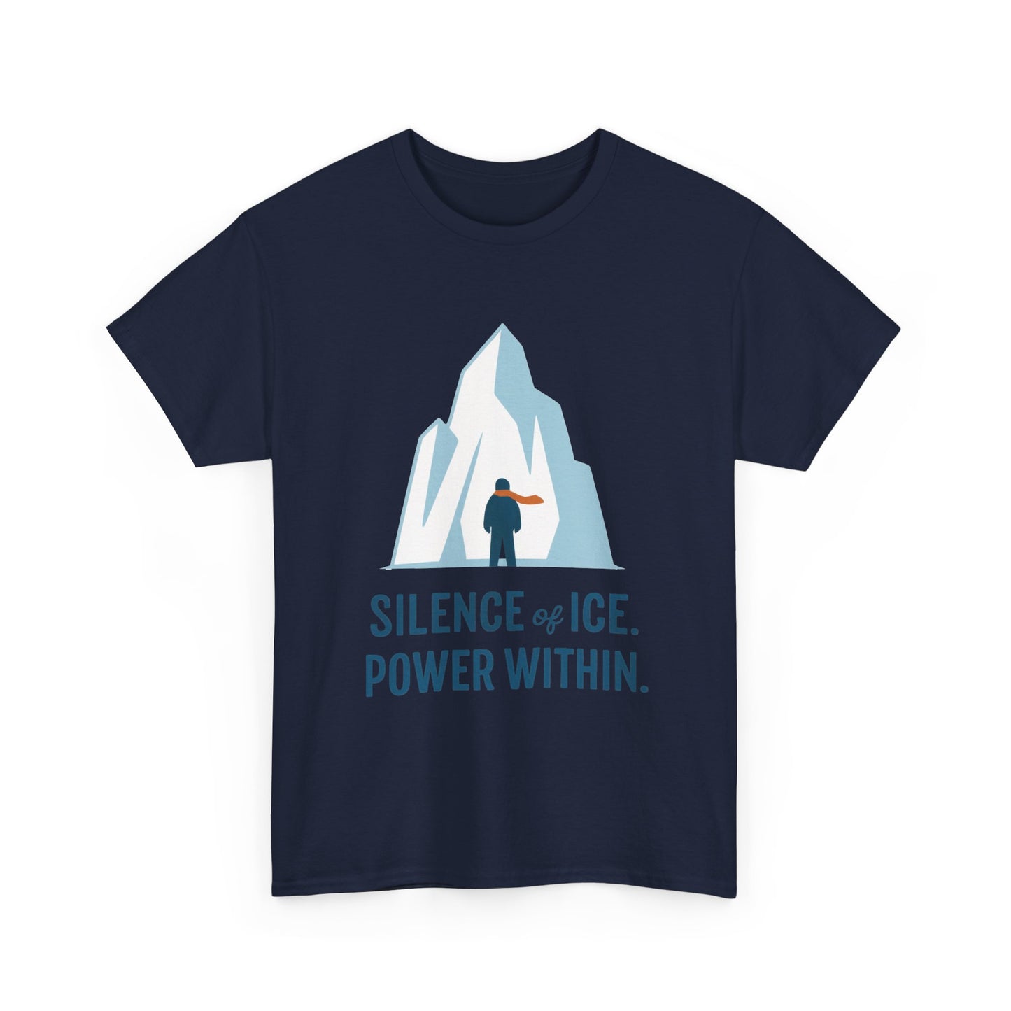 Silence of Ice Power Within Mens T-Shirt,  Minimalist Nordic Iceberg Graphic Tee